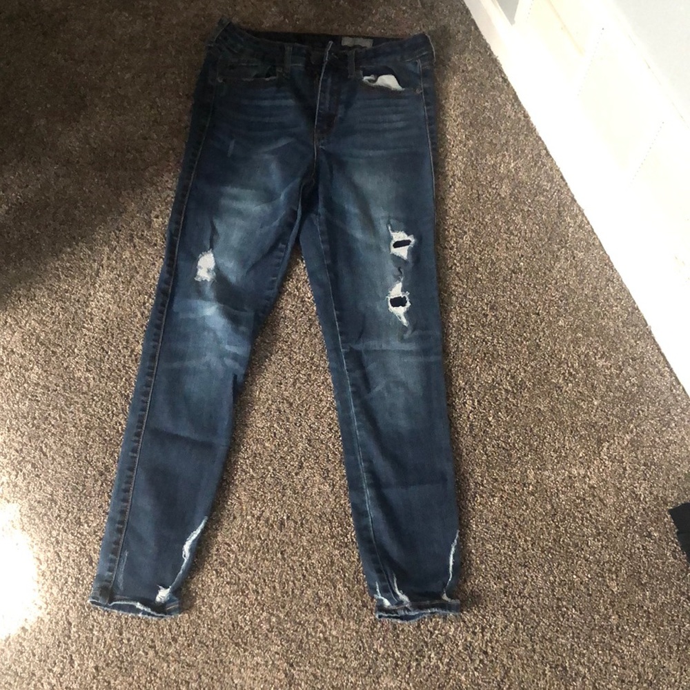 aeropostale - blue high waisted angle jeggings